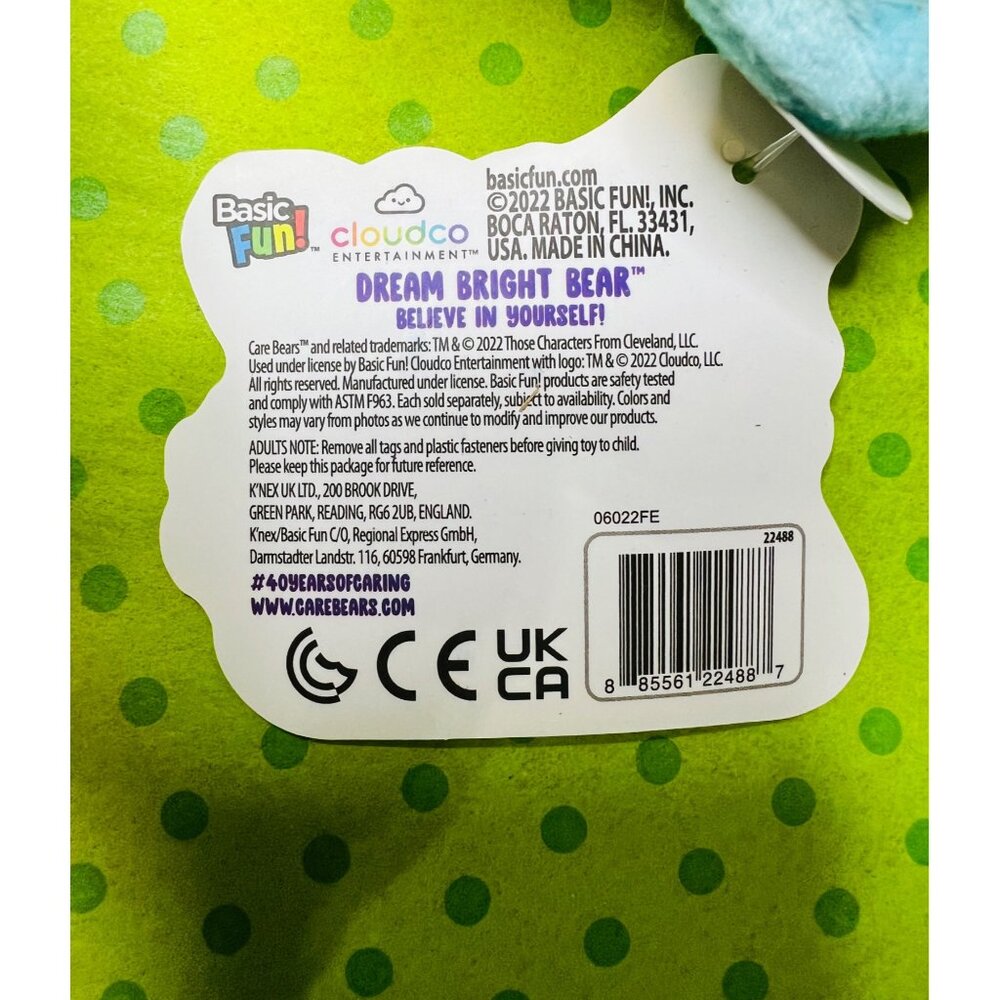 3-pc Mini Care Bears Plush Toy Trio: Good Luck Dream Bright & Grumpy Bears 9” - Picture 4 of 6